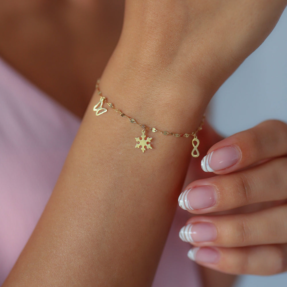 14k Gold Lucky Bracelet, 14k Solid Gold Bracelet, Gold Bracelet for women, Solid Gold Bracelet