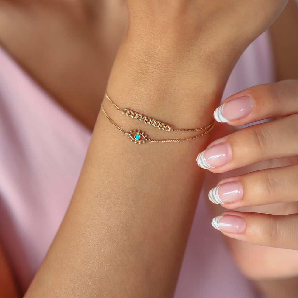 14k Gold Double Eyelash Bracelet, 14k Solid Gold Bracelet, Gold Bracelet for women, Solid Gold Bracelet