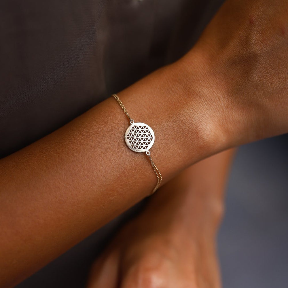 14k Gold Flower of Life Bracelet, 14k Solid Gold Bracelet, Gold Bracelet for women, Solid Gold Bracelet