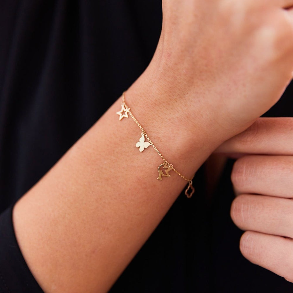14k Gold Lucky Bracelet, 14k Solid Gold Bracelet, Gold Bracelet for women, Solid Gold Bracelet