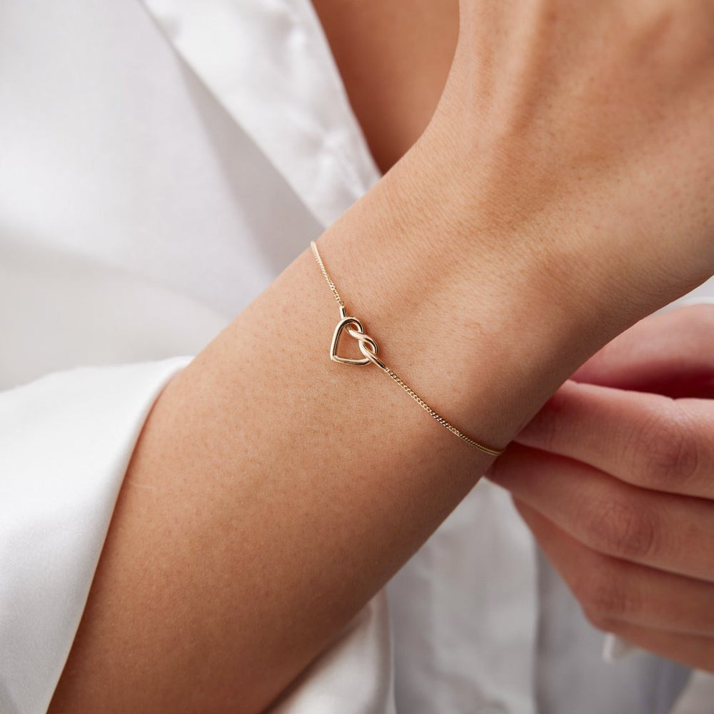 14k Gold Heart Knot Bracelet, 14k Solid Gold Bracelet, Gold Bracelet for women, Solid Gold Bracelet