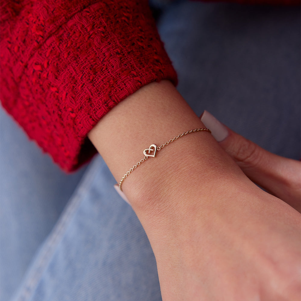 14k Gold Huge Heart Bracelet, 14k Solid Gold Bracelet, Gold Bracelet for women, Solid Gold Bracelet
