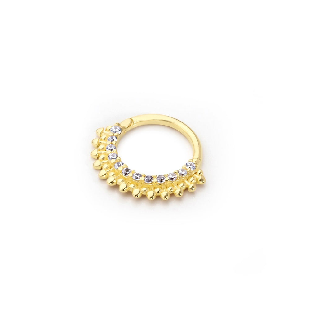 14k Gold Row Stone Helix Piercing