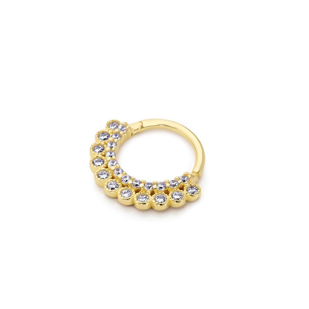 14k Gold Double Row Stone Helix Piercing