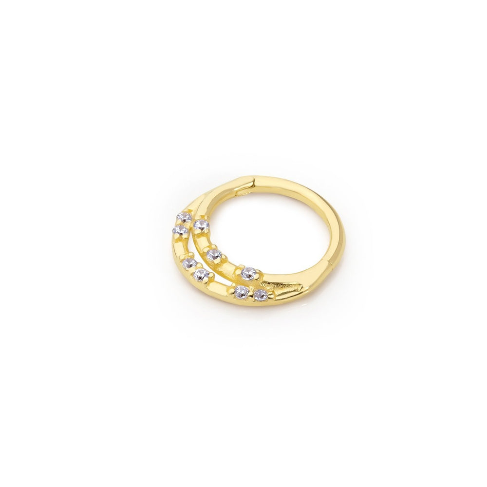 14k Gold Double Row Stone Helix Piercing