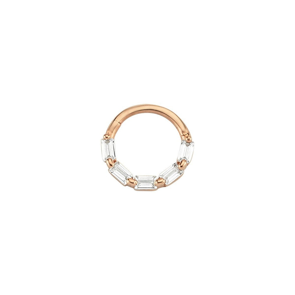 14k Gold White Four Baguette Helix Piercing