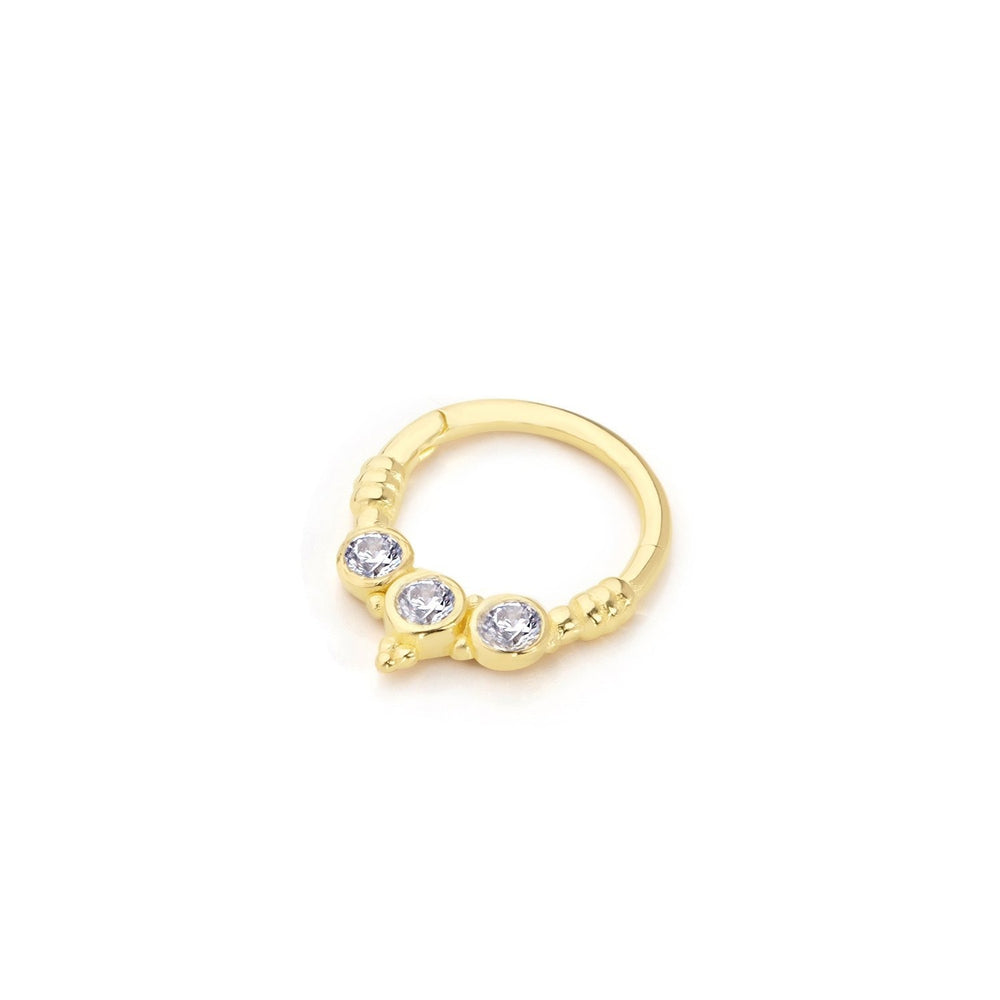 14k Gold Three Stone Helix Piercing