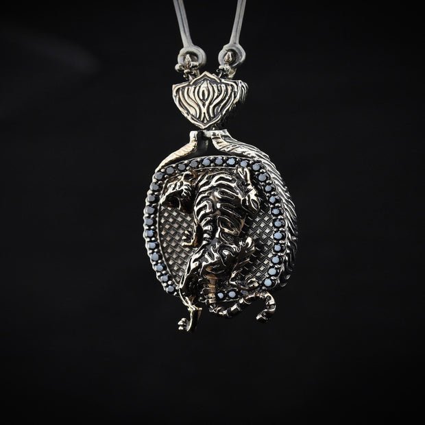 men's sterling silver jaguar necklace