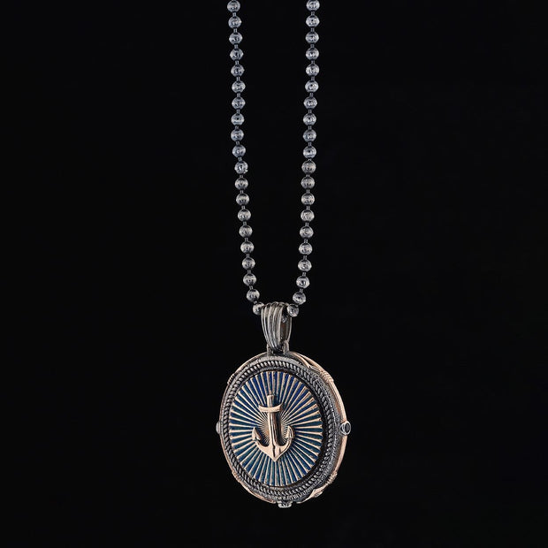Sterling Silver Anchor and Letter Necklace, Men's Necklace