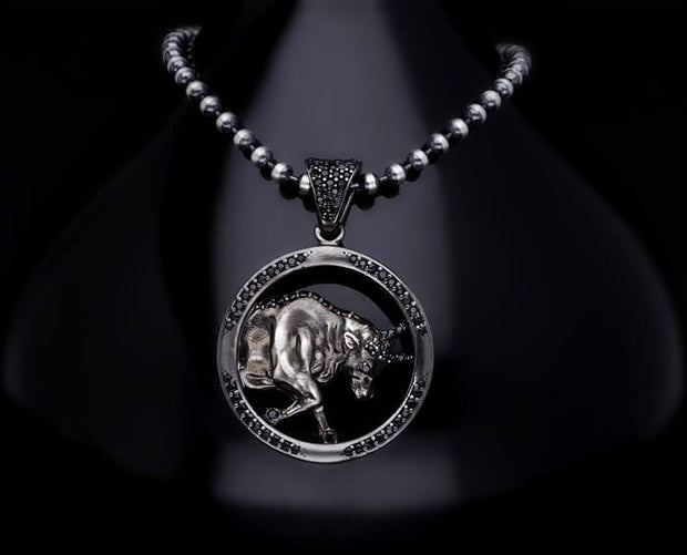 Men’s Sterling Silver Taurus Zodiac Necklace