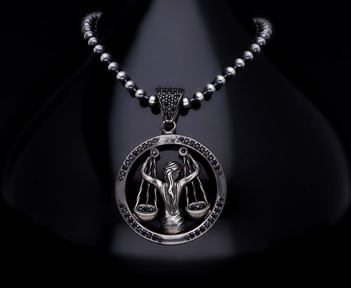 Men’s Sterling Silver Libra Zodiac Necklace
