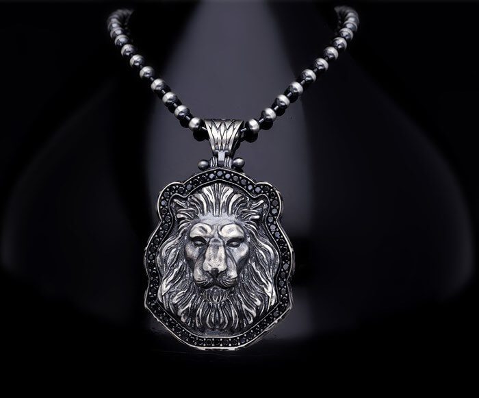 Men’s Sterling Silver 3D Lion Necklace