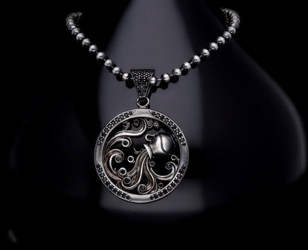 Men’s Sterling Silver Aquarius Zodiac Necklace
