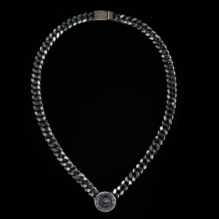 Men’s Sterling Silver Gurmet Lock Stone Necklace