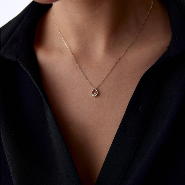 gold necklace, 14k gold necklace, necklace, 14k Gold Solitaire Necklace in Drops