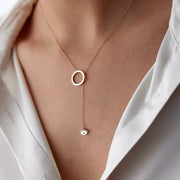 gold necklace, 14k gold necklace, necklace, 14k Gold Ring Pendant Eye Necklace