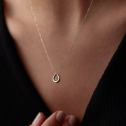 gold necklace, 14k gold necklace, necklaces, 14k Gold Mini Blue Enameled Drop Necklace