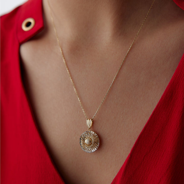 gold necklace, 14k gold necklace, necklaces, 14k Gold Pyramid Ball Necklace