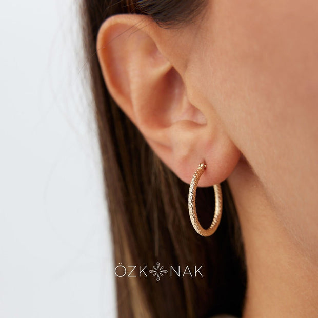 Medium Textured Hoop Earrings