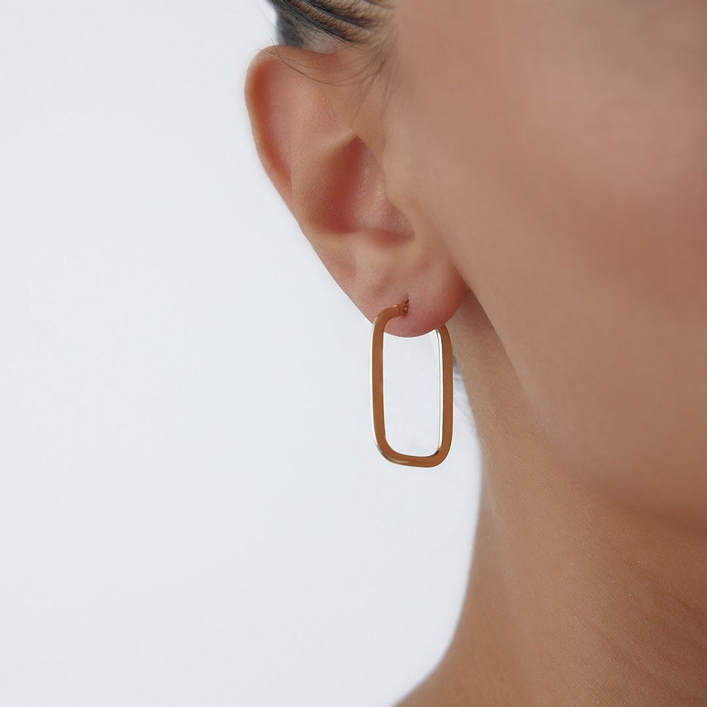 14k Gold Basic Square Bow Earring