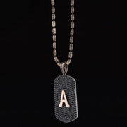 Men's Sterling Silver Dog Tag Necklace with Initial - Personalized