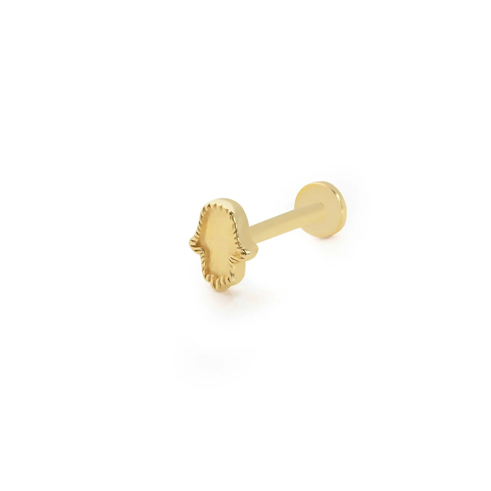 14k Gold Fatma Ana Hand Model Processing Detail Tragus Piercing