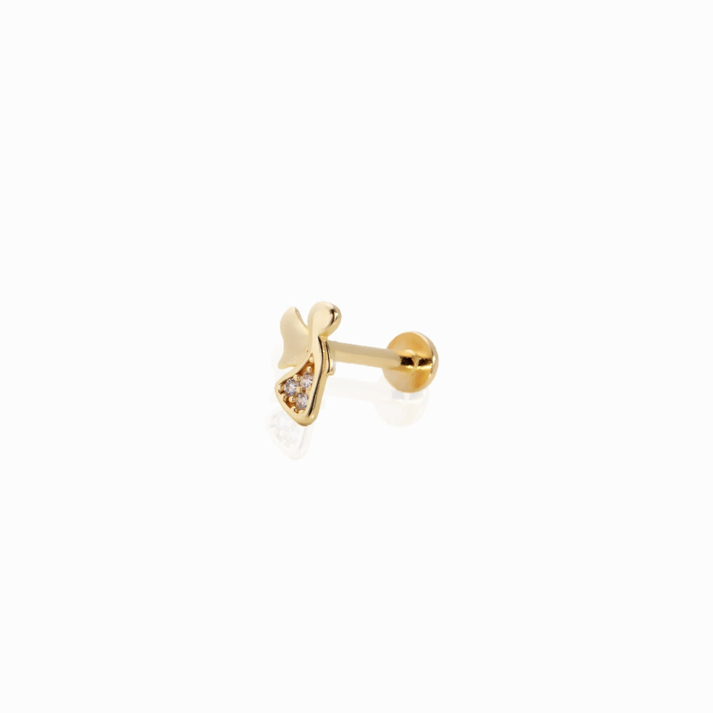 14k Gold Stoned Angel Figure Tragus Piercing