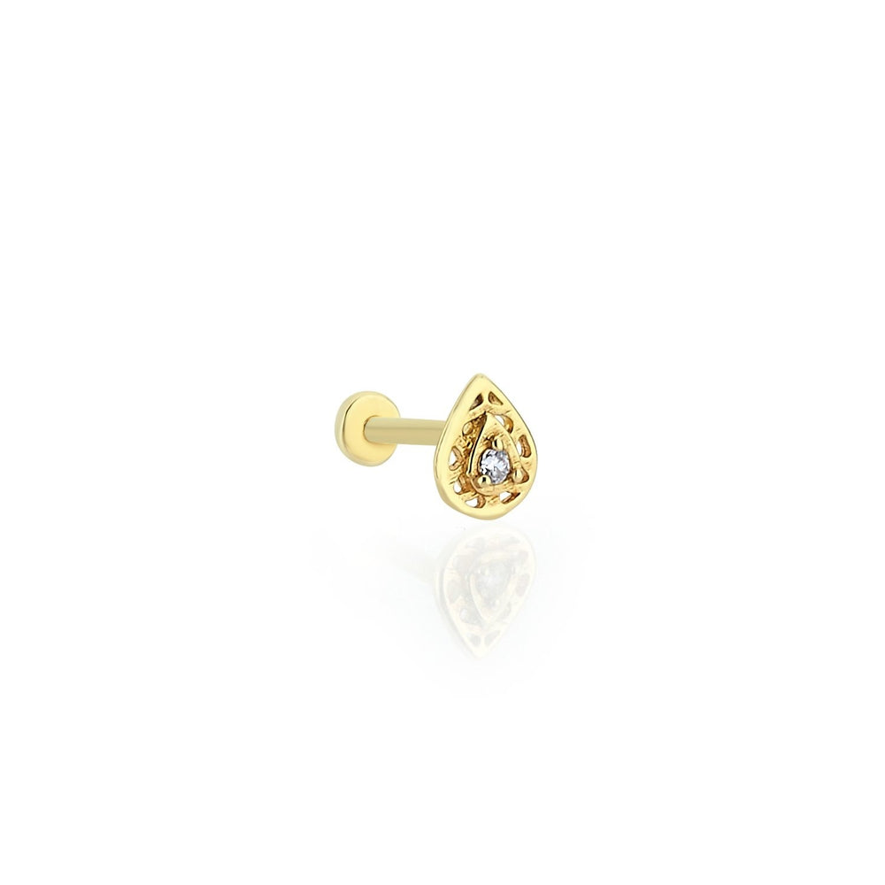 14k Gold Processing Drop Tragus Piercing
