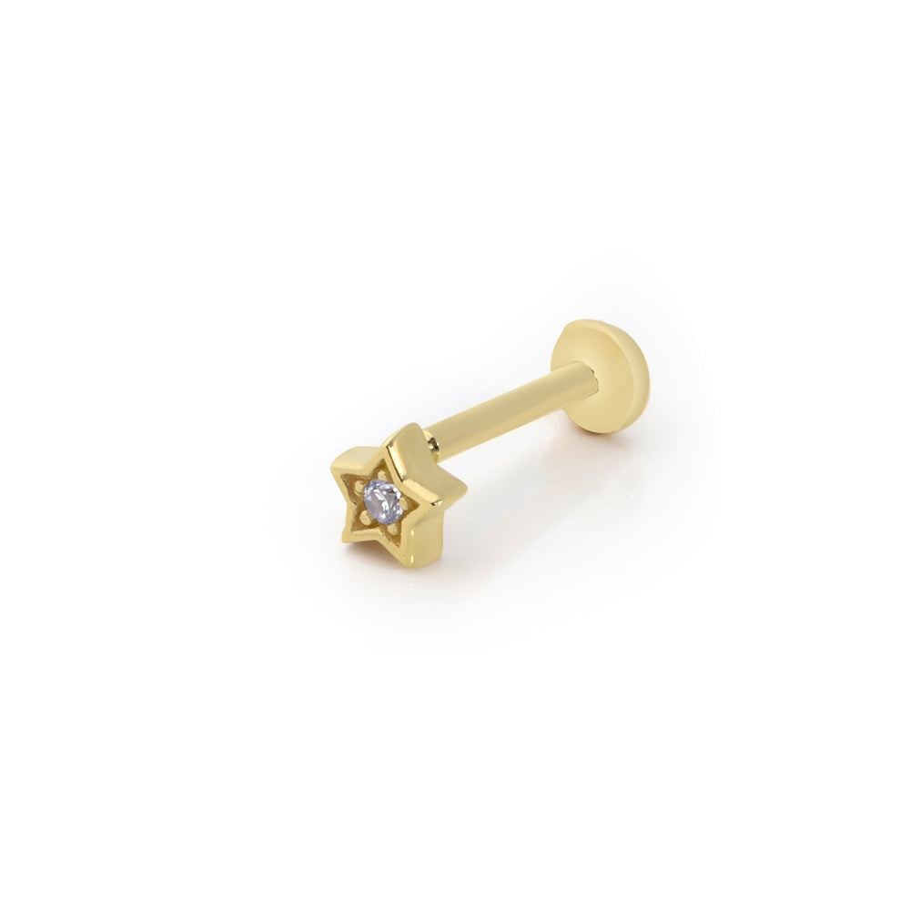 14k Gold Minimal Star Solitaire Model Tragus Piercing