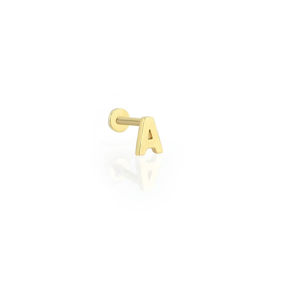 14k Gold Letter A Tragus Piercing