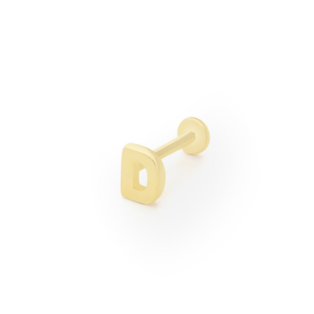 14k Gold Letter D Tragus Piercing