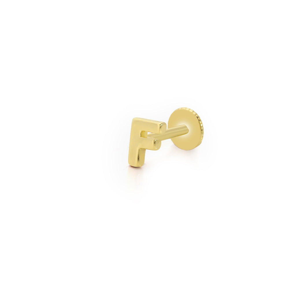 14k Gold Letter F Tragus Piercing