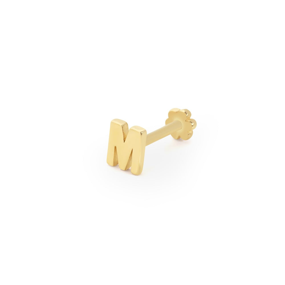 14k Gold Letter M Tragus Piercing
