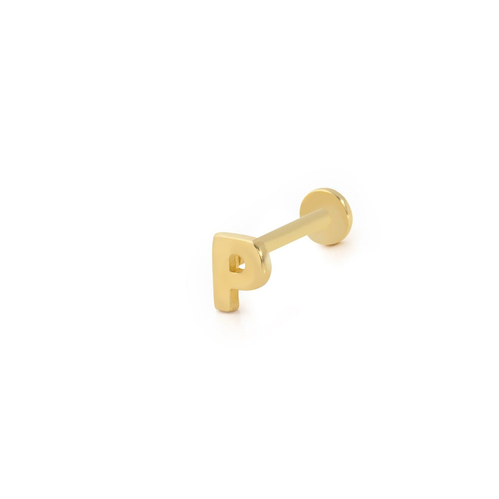 14k Gold Letter P Tragus Piercing