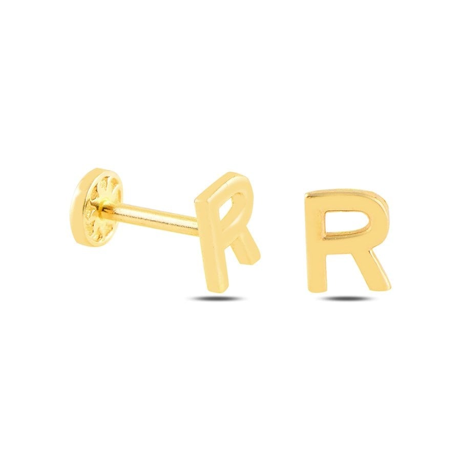 14k Gold Letter R Tragus Piercing