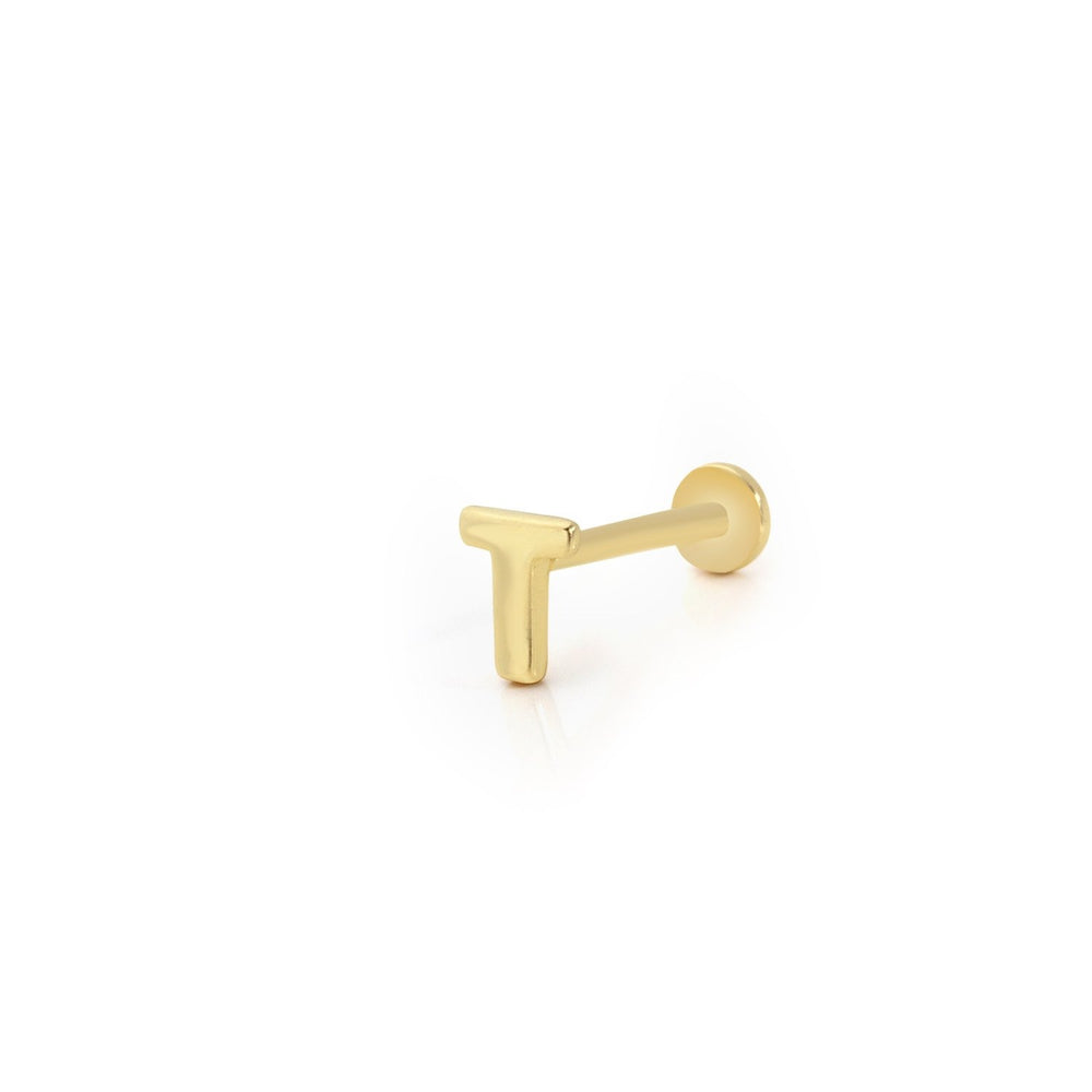 14k Gold Letter T Tragus Piercing
