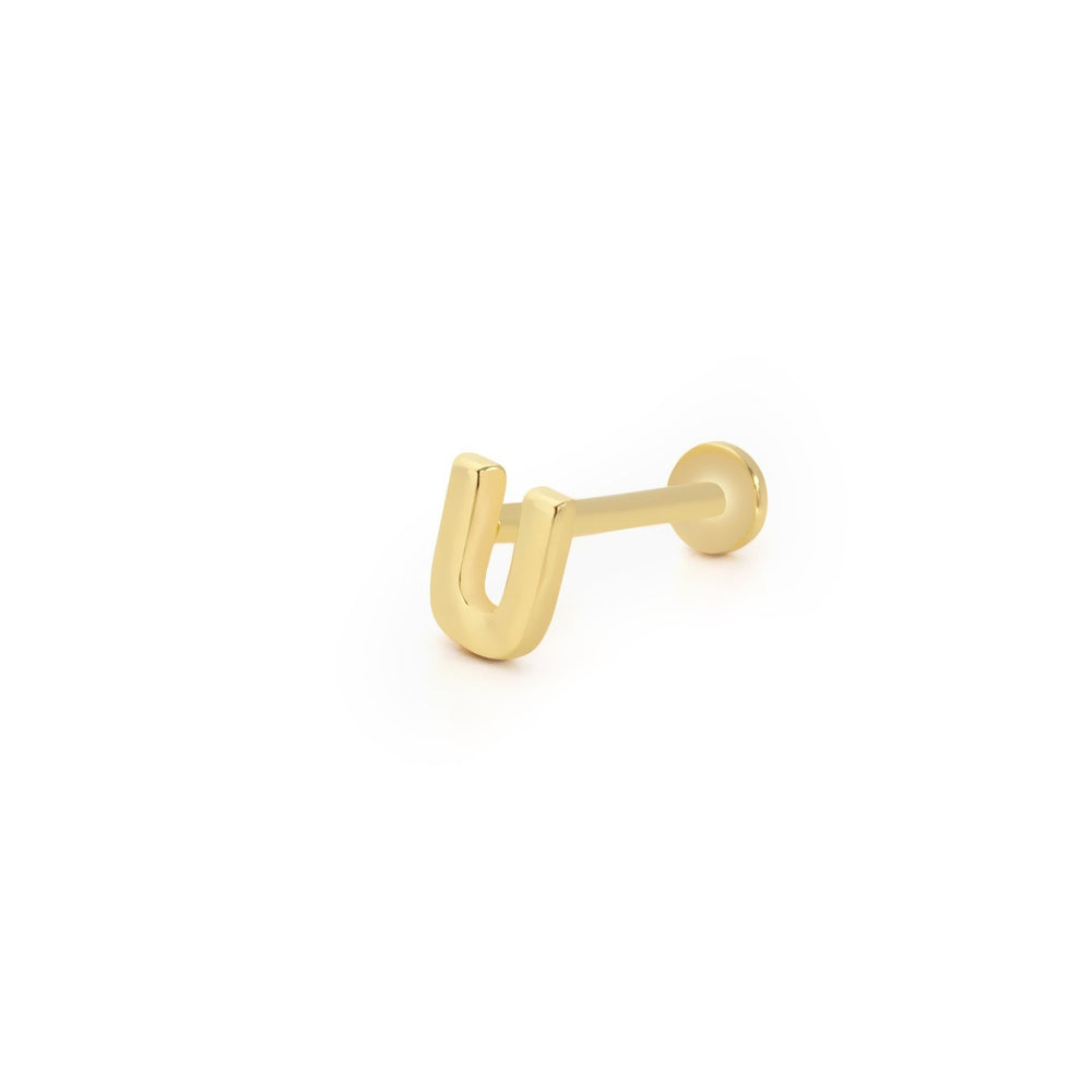 14k Gold Letter U Tragus Piercing