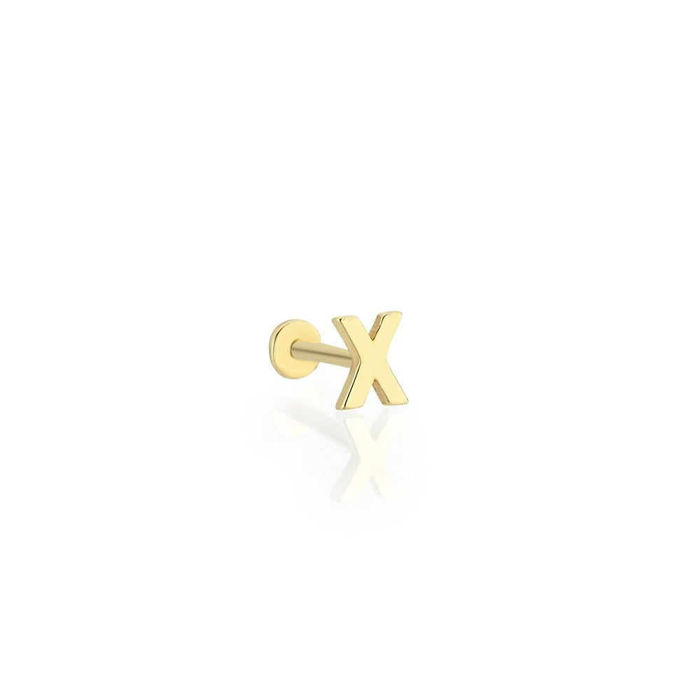 14k Gold Letter X Tragus Piercing