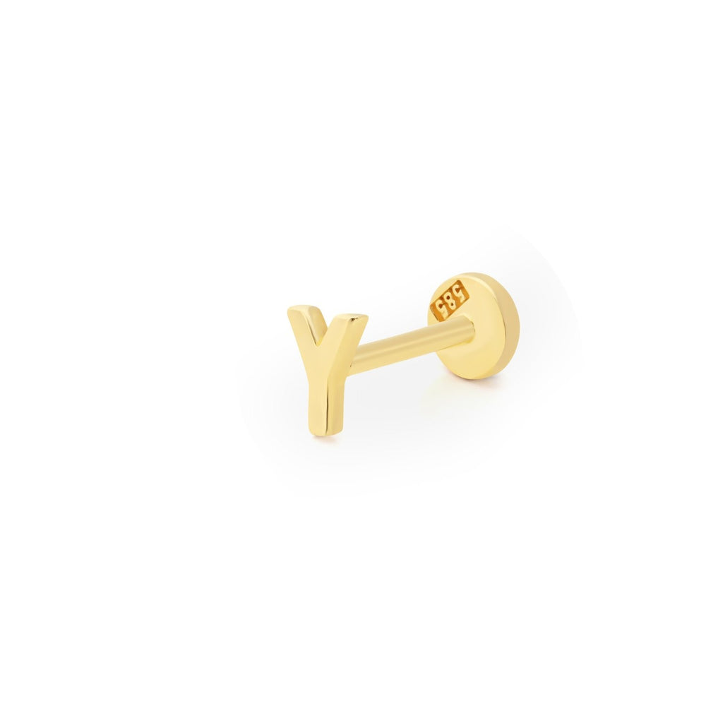 14k Gold Letter Y Tragus Piercing