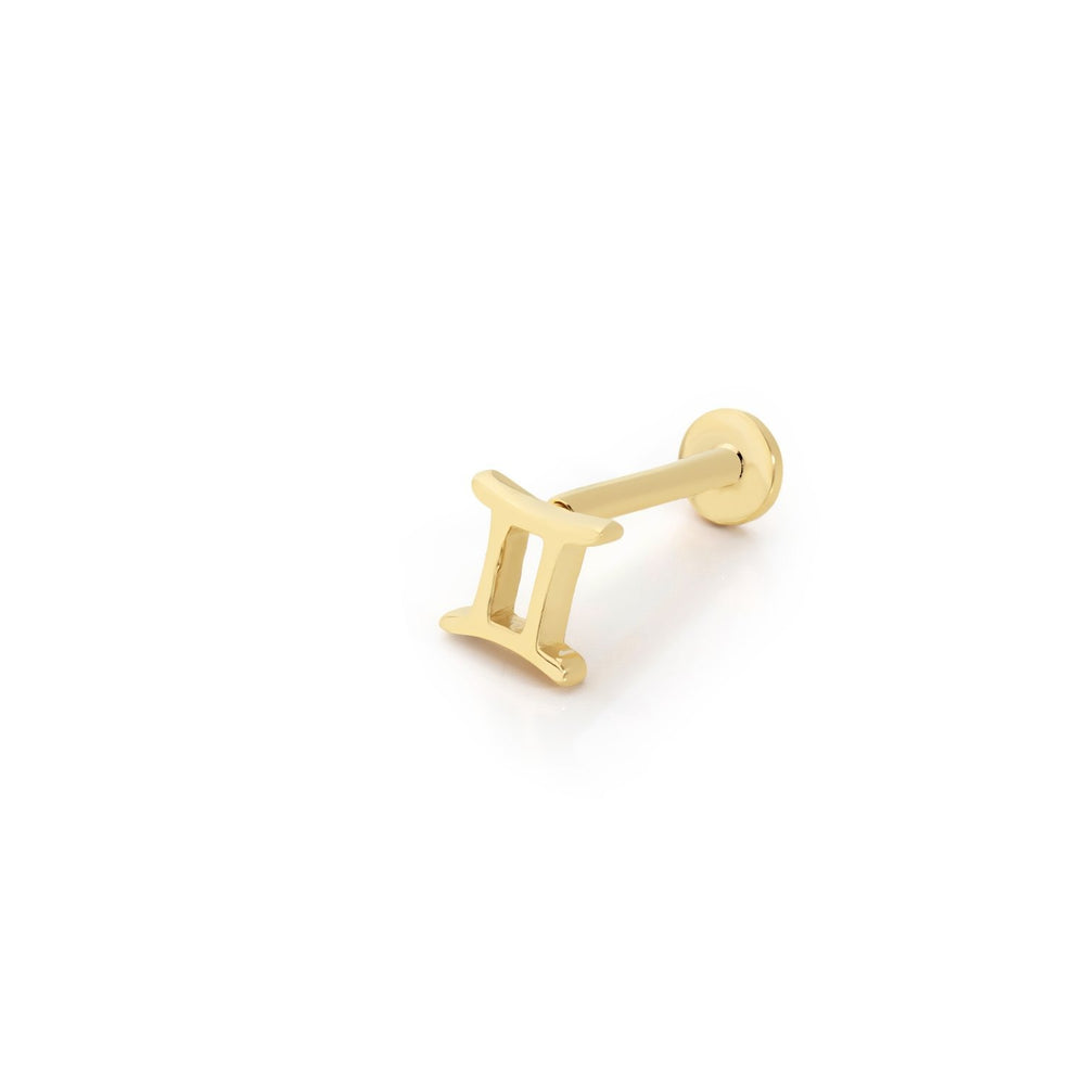 14k Gold Gemini Zodiac Sign Tragus Piercing