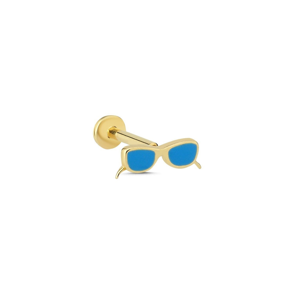 14k Gold Blue Mine Sunglasses Model Tragus Piercing