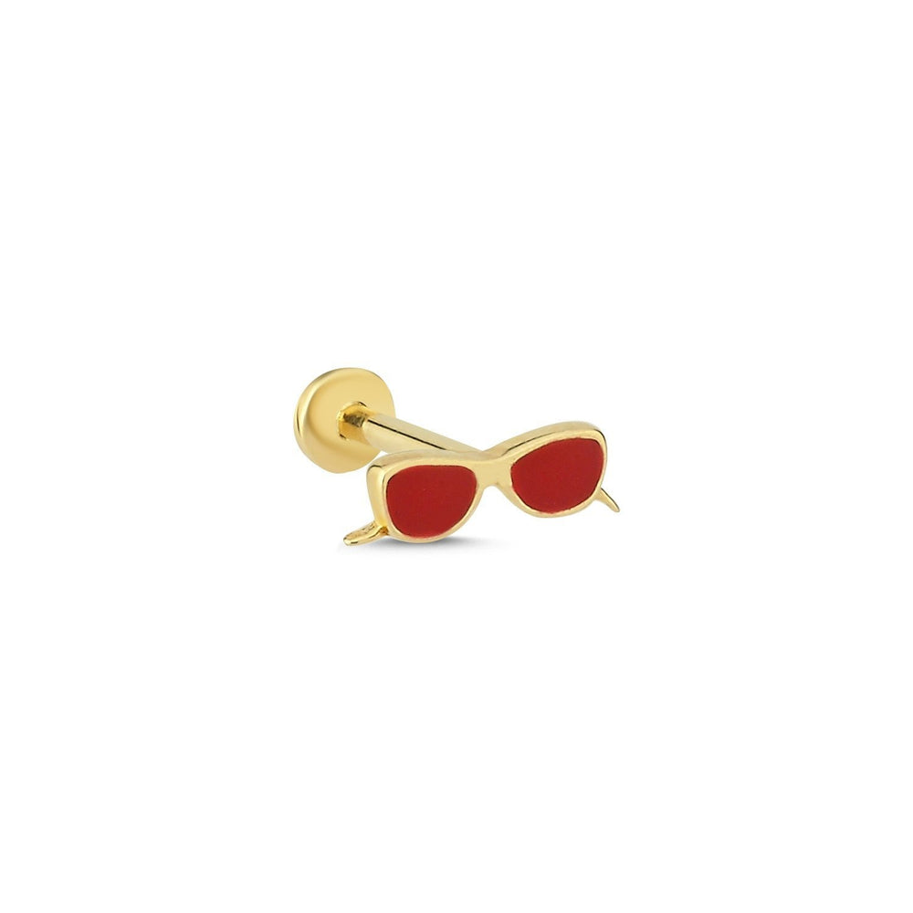 14k Gold Red Mine Sunglasses Model Tragus Piercing