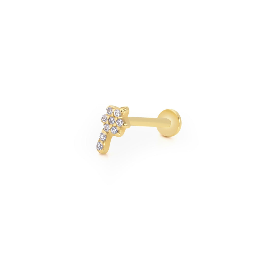 14k Gold Palmiye Model Stone Tragus Piercing