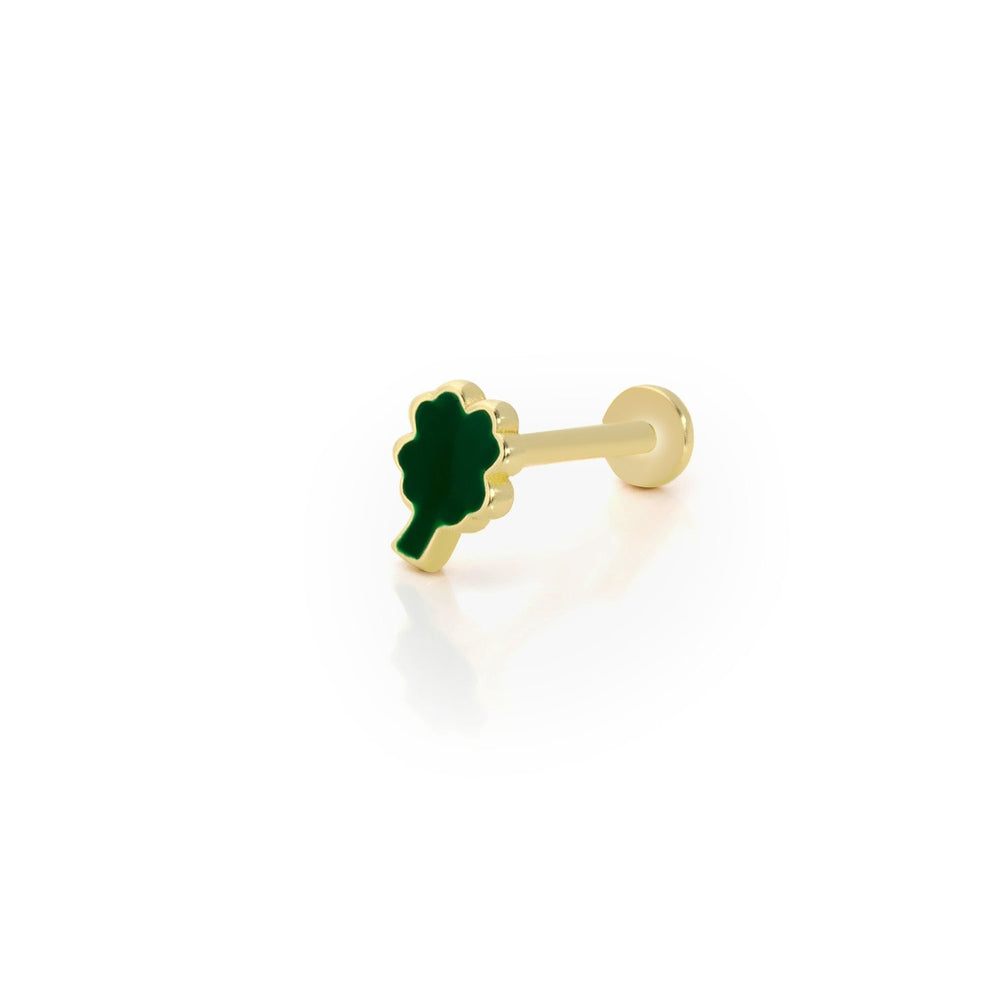 14k Gold Green Mine Yonca Model Tragus Piercing