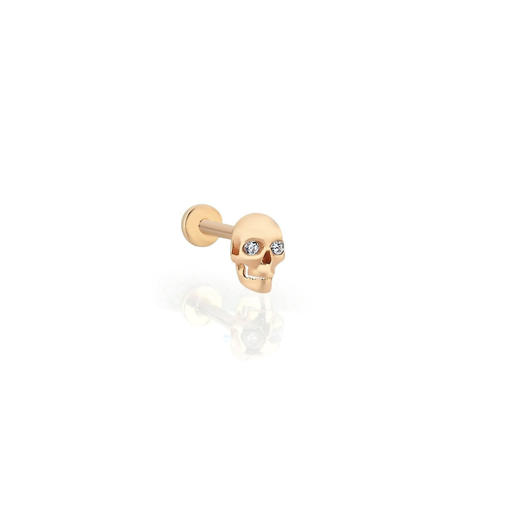 14k Gold Skull Stone Detailed Tragus Piercing