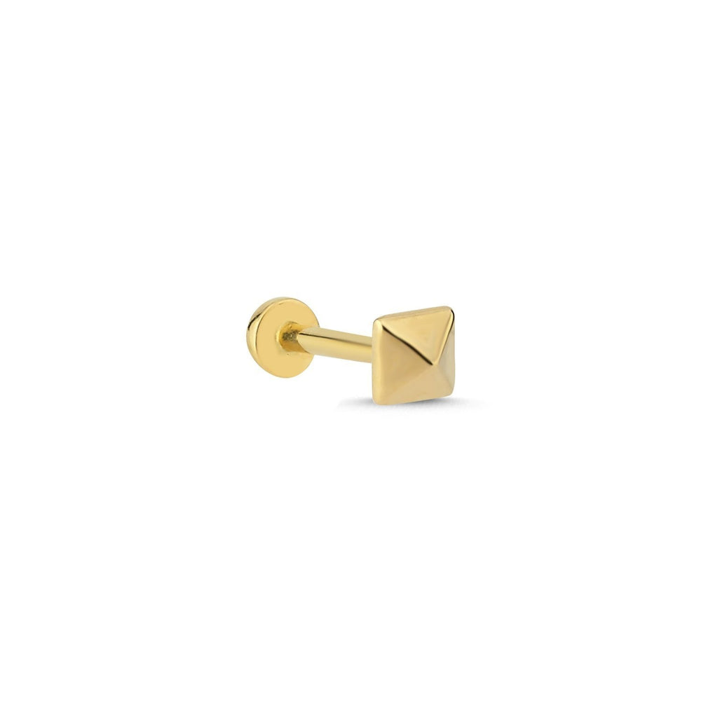 14k Gold Quadrilateral Pyramid Tragus Piercing