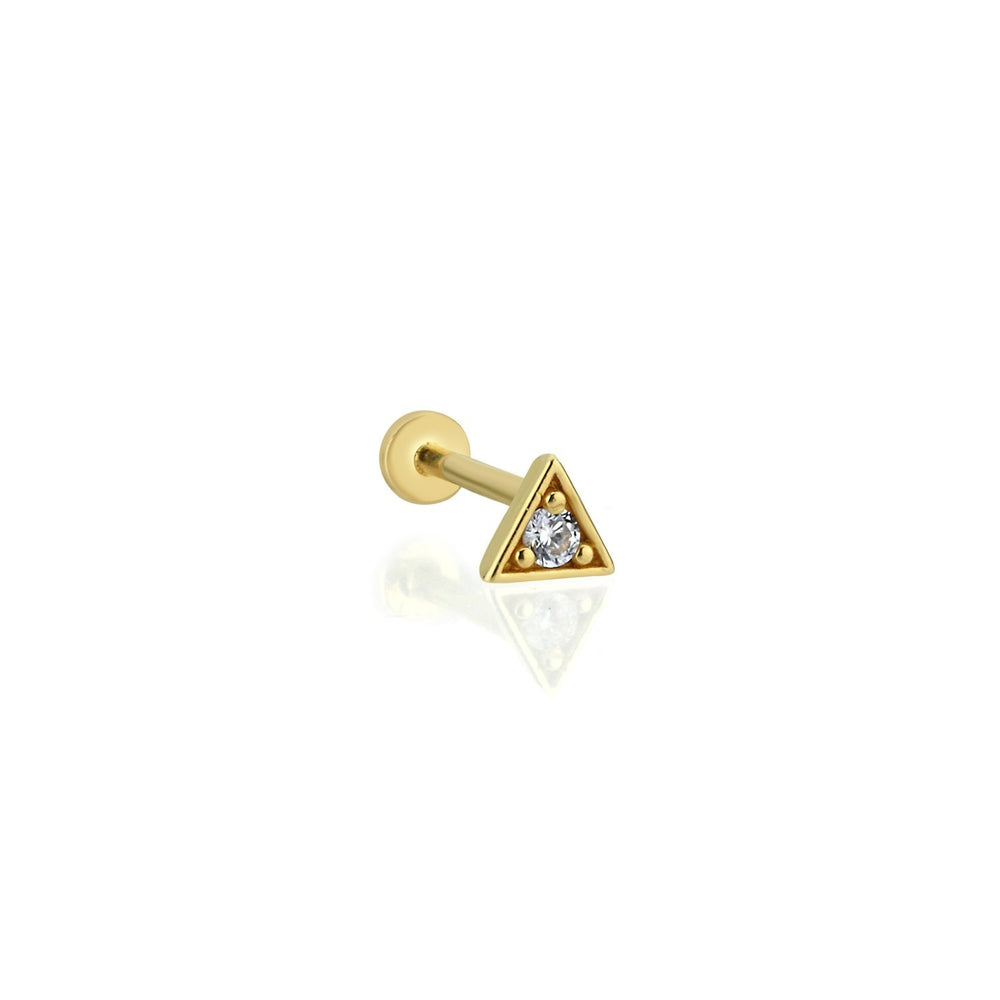 14k Gold Triangle Solitaire Greater Tragus Piercing