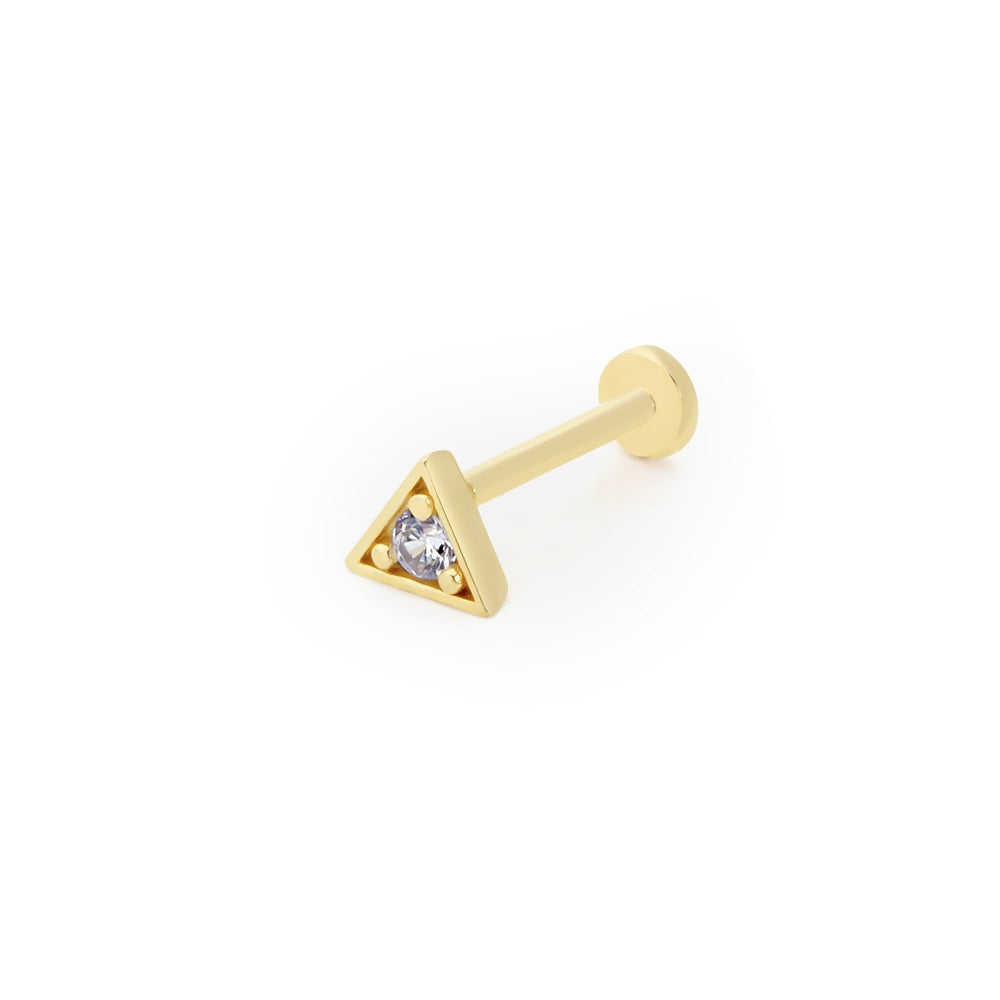 14k Gold Triangle Solitaire Small Tragus Piercing
