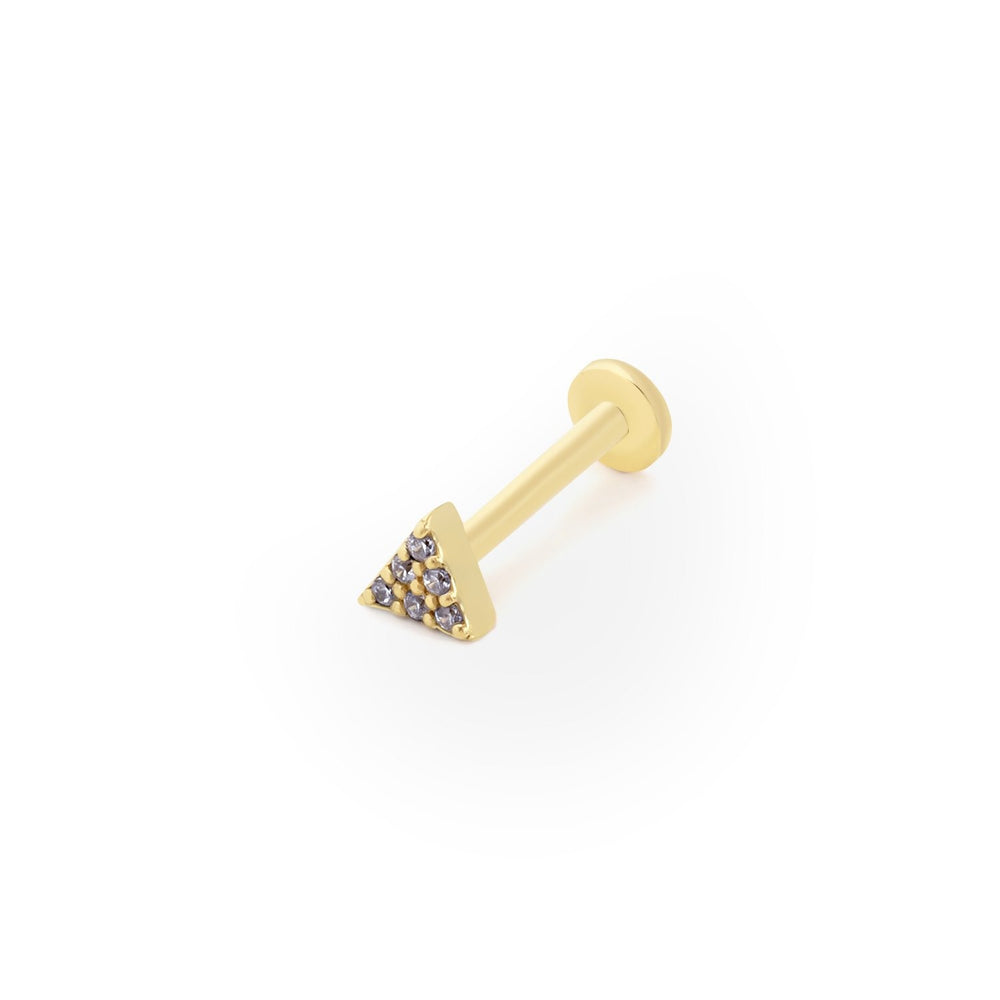 14k Gold Triangle Full Stone Tragus Piercing