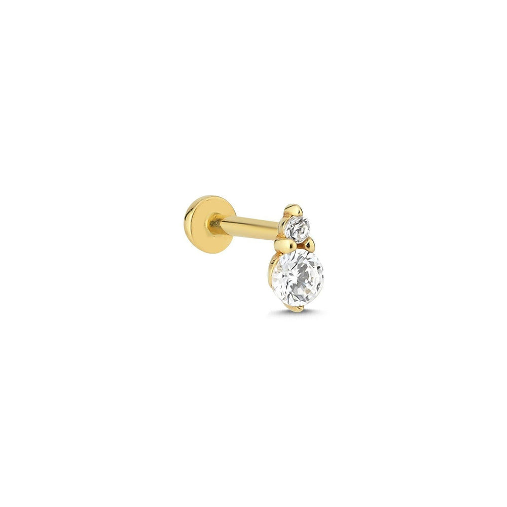 14k Gold Large & Small Stone Tragus Piercing